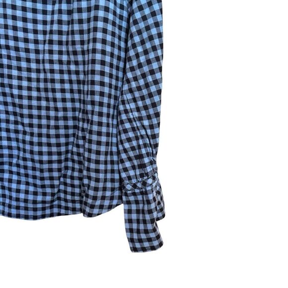 Talbots Top Womens Small Multicolor Gingham Plaid Popover Split Neck Blouse - Picture 3 of 7